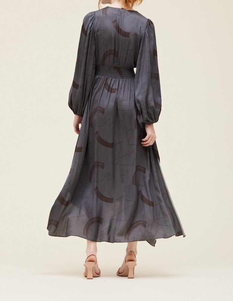 Print Satin Maxi Dress - BTK COLLECTIONS