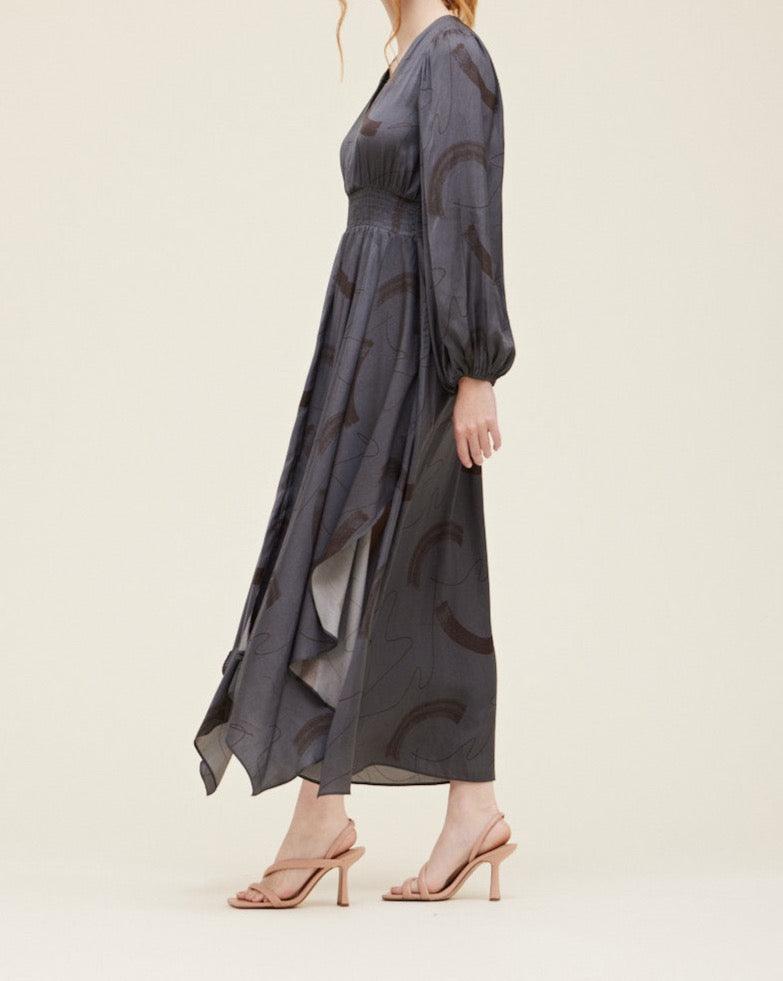 Print Satin Maxi Dress - BTK COLLECTION