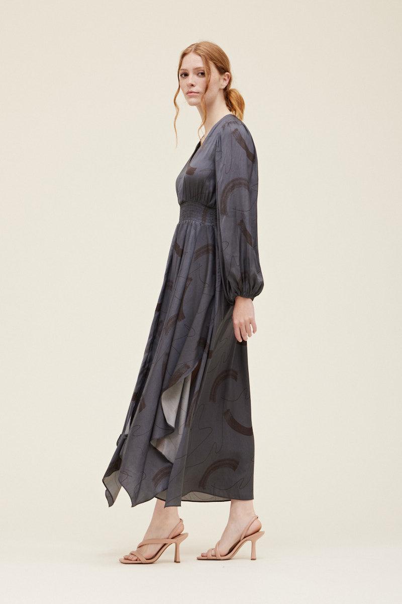 Print Satin Maxi Dress - BTK COLLECTION