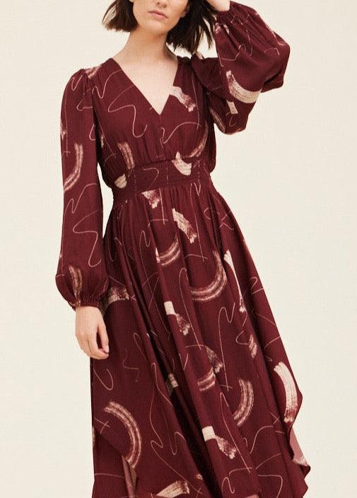 Print Satin Maxi Dress - BTK COLLECTION