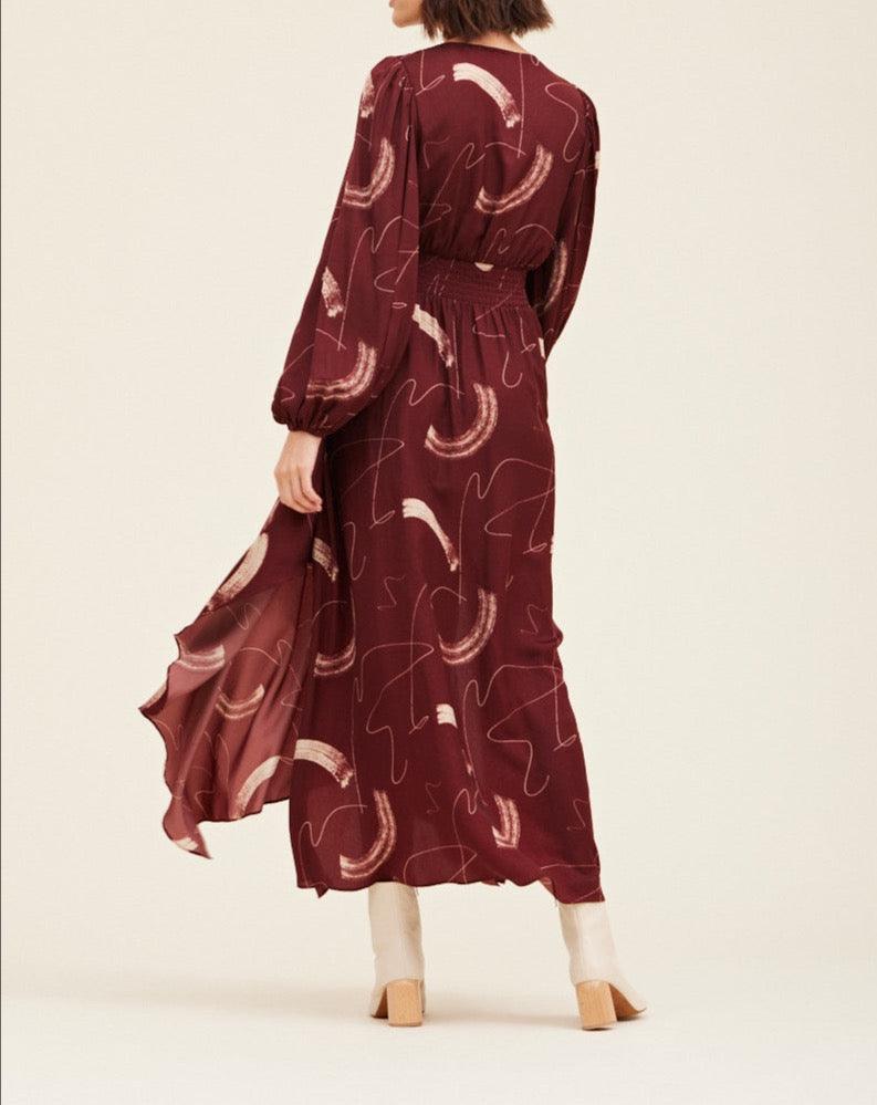 Print Satin Maxi Dress - BTK COLLECTION