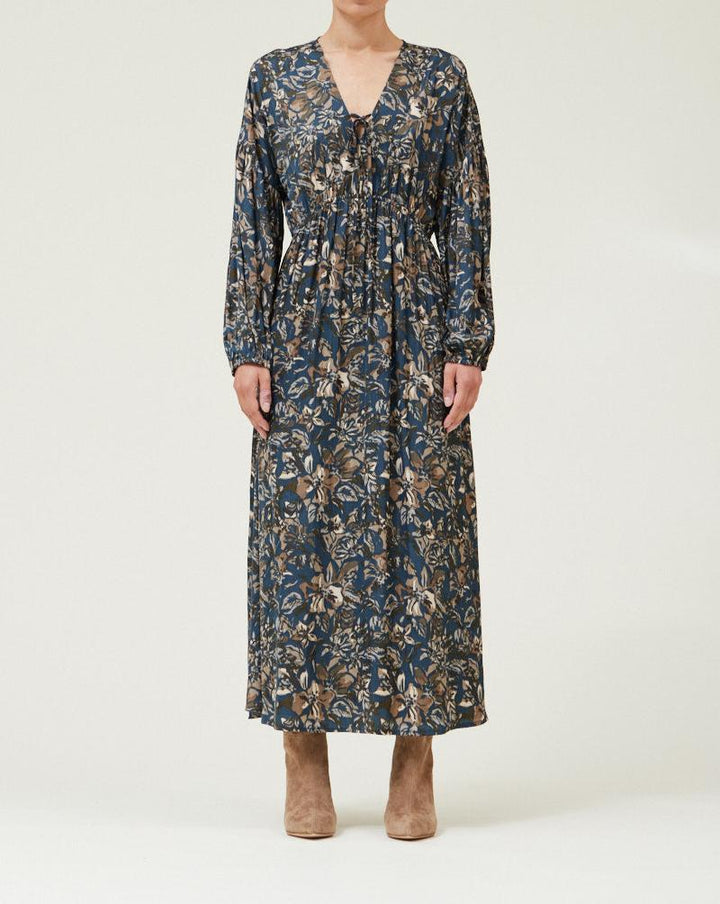Printed Satin Midi Dress - BTK COLLECTIONS