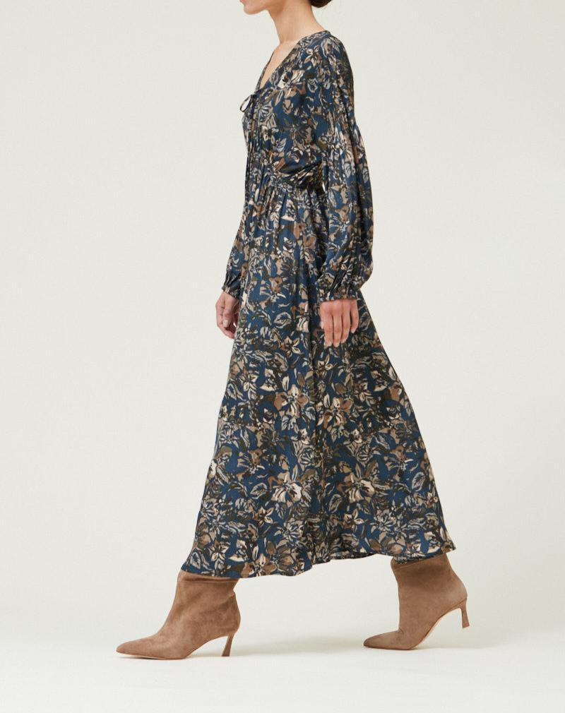 Printed Satin Midi Dress - BTK COLLECTIONS