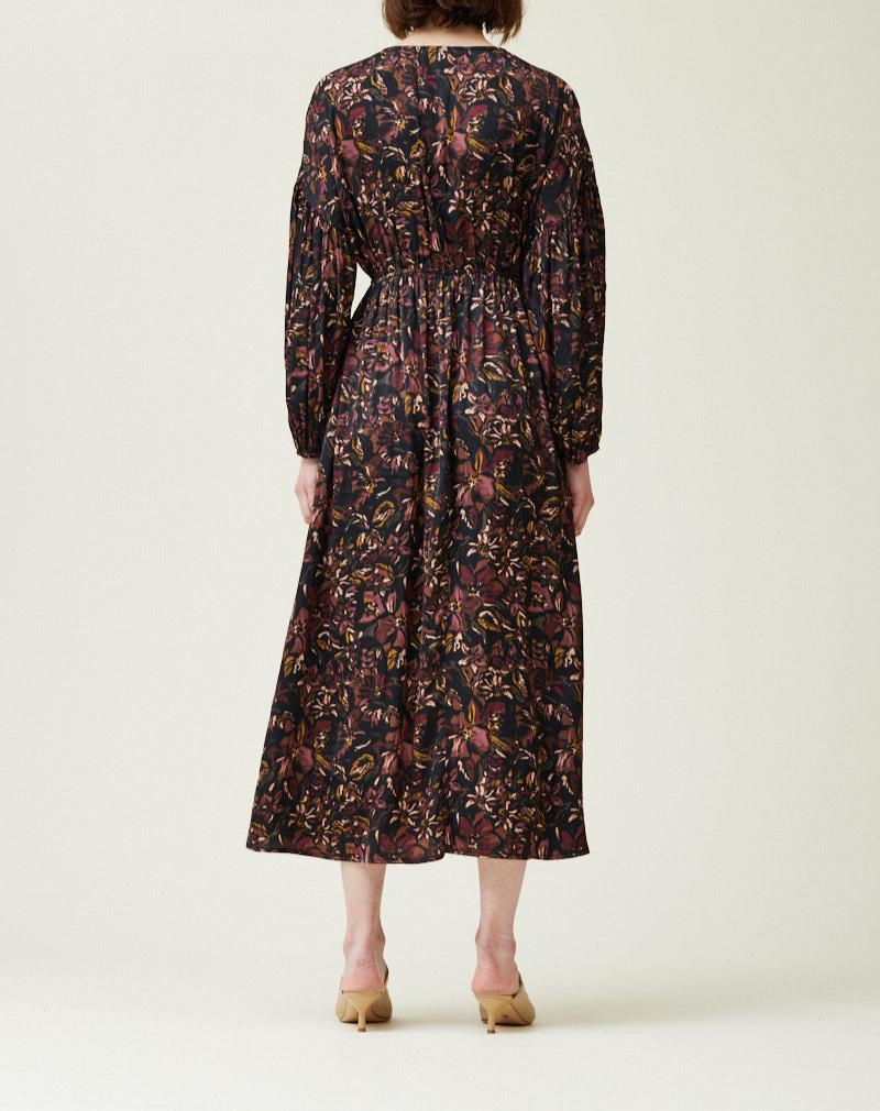 Printed Satin Midi Dress - BTK COLLECTIONS