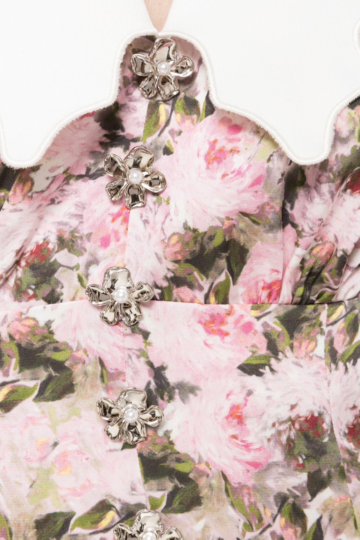 Back view of floral A-line midi dress with puff sleeves and fluid movement for formal daytime events - BTK COLLECTIONS