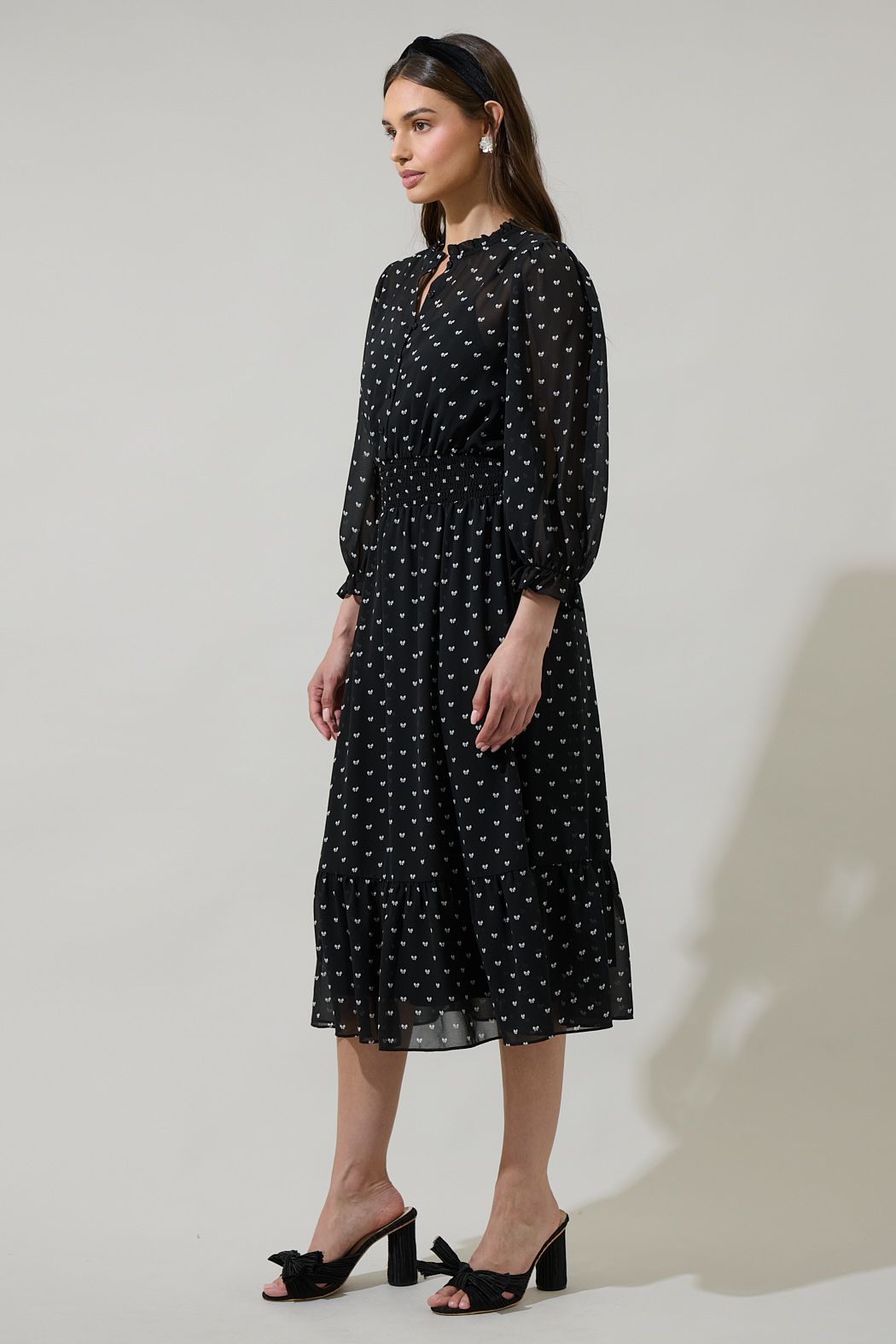 Rosaly Bow Irene Smocked Midi Dress - BTK COLLECTIONS