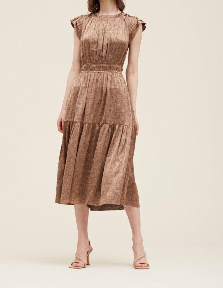 Ruffle Neck Sheen Dress - BTK COLLECTION