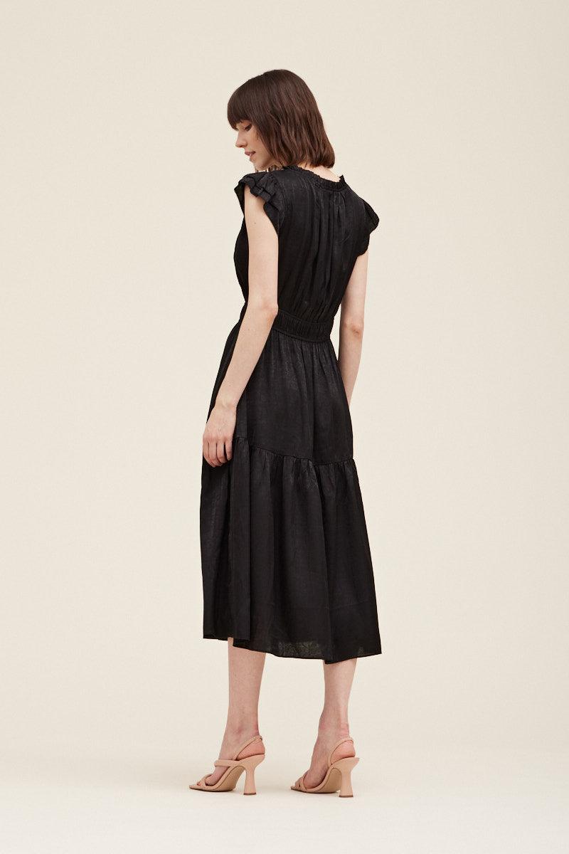 Ruffle Neck Sheen Dress - BTK COLLECTION