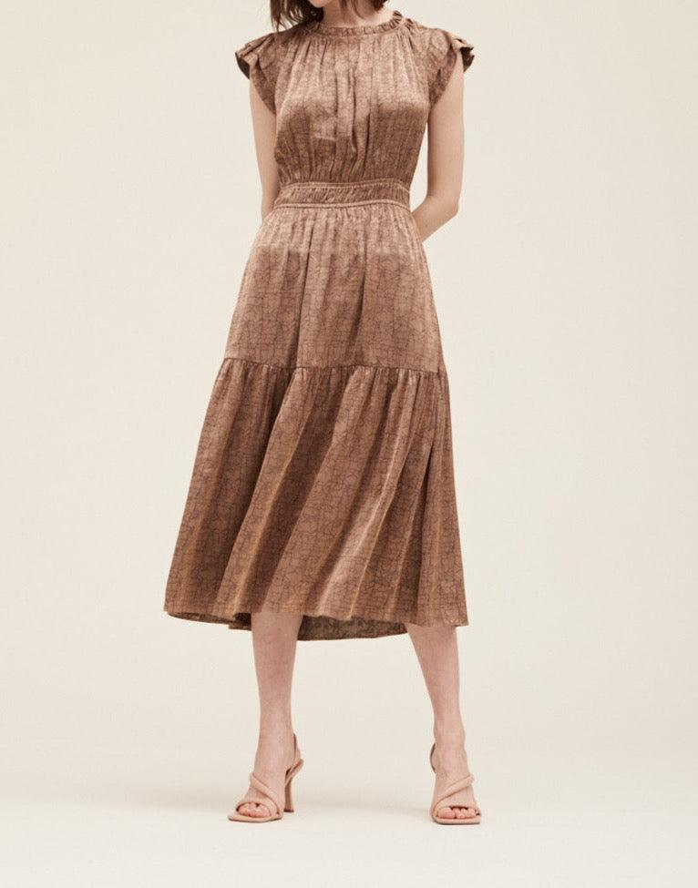 Ruffle Neck Sheen Dress - BTK COLLECTION