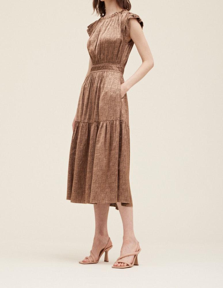 Ruffle Neck Sheen Dress - BTK COLLECTION