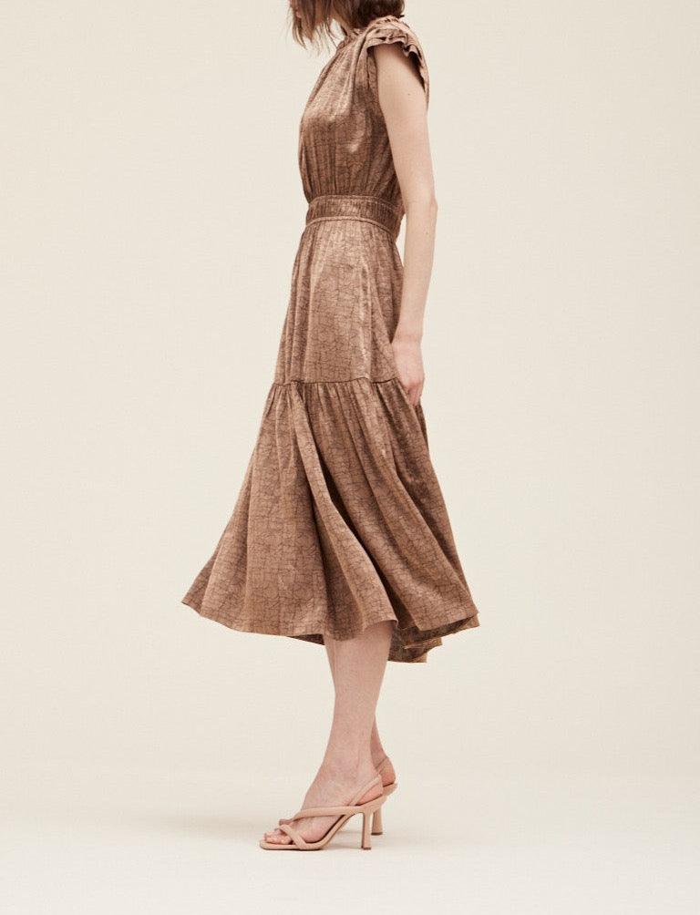 Ruffle Neck Sheen Dress - BTK COLLECTION