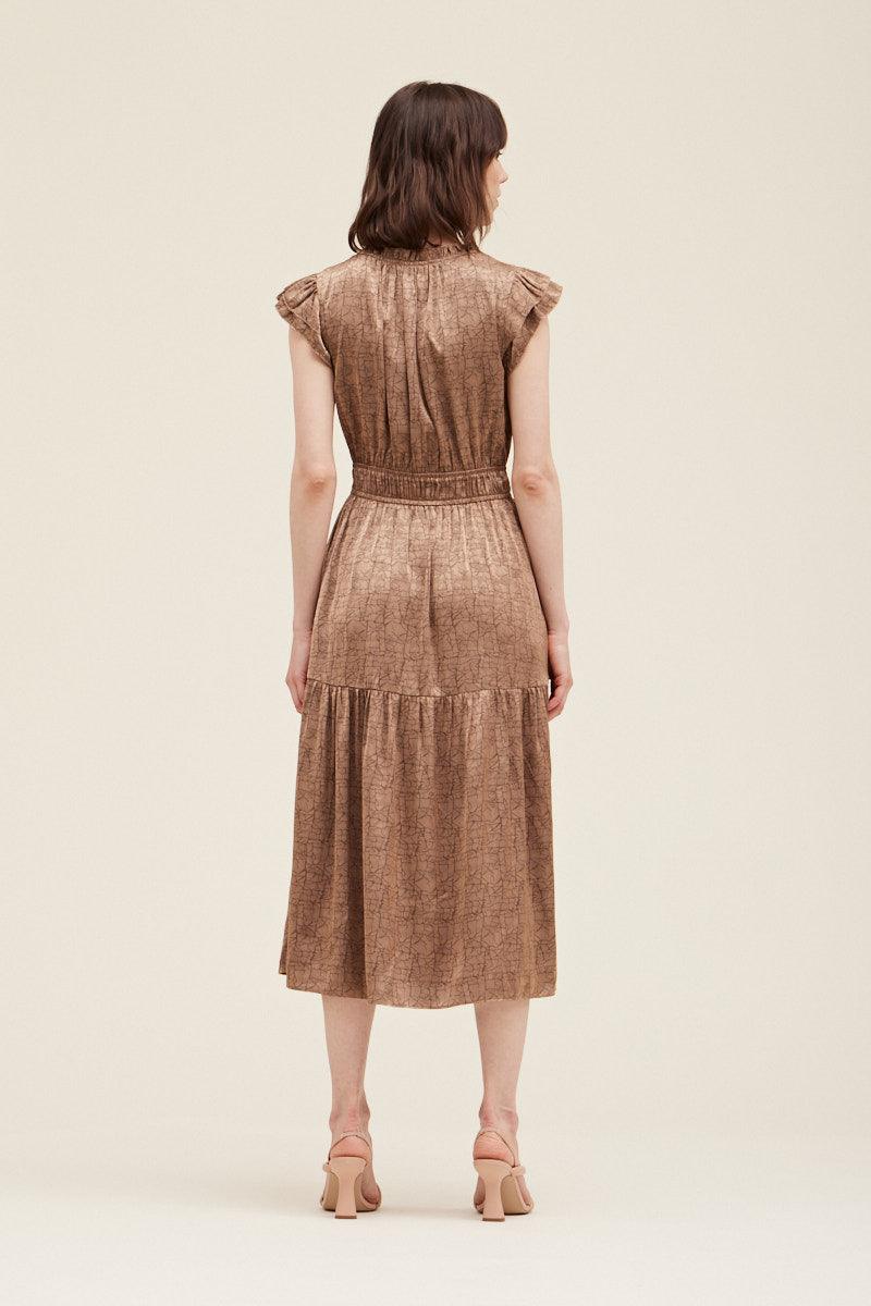 Ruffle Neck Sheen Dress - BTK COLLECTION