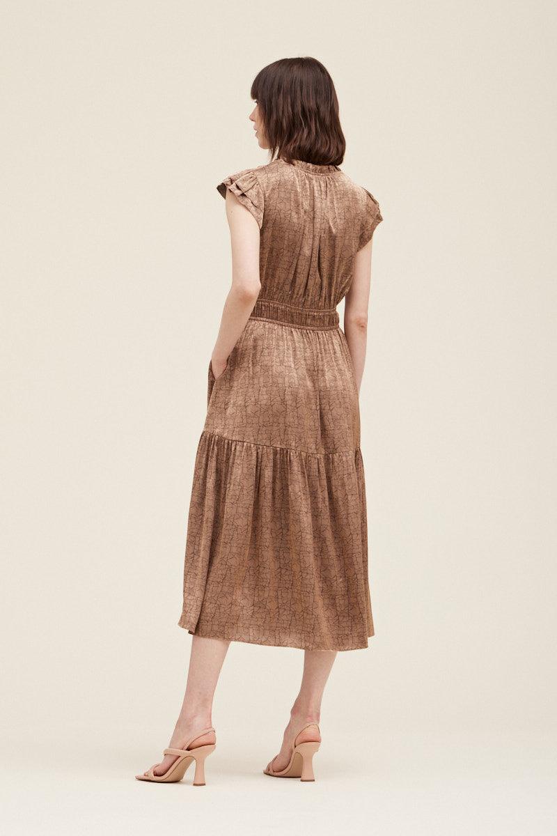 Ruffle Neck Sheen Dress - BTK COLLECTION