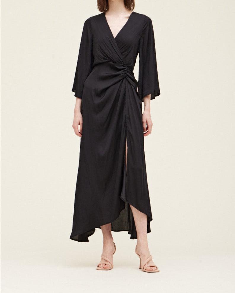 Side Gathered Satin Dress - BTK COLLECTION