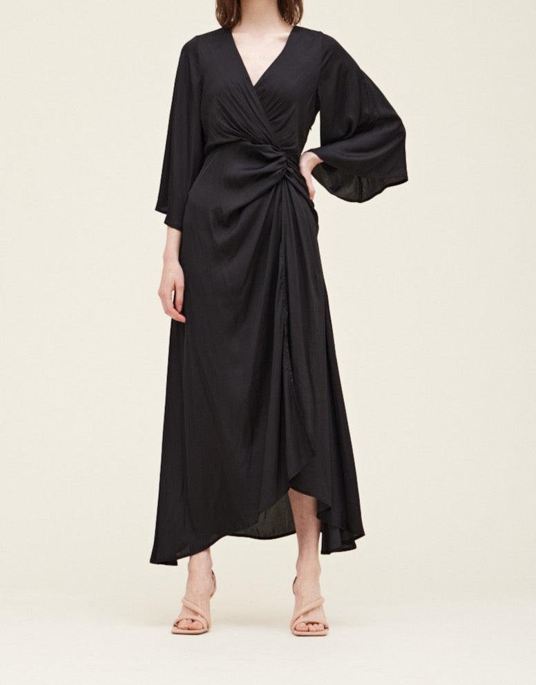 Side Gathered Satin Dress - BTK COLLECTION