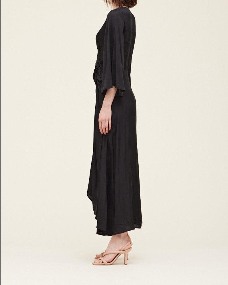 Side Gathered Satin Dress - BTK COLLECTION