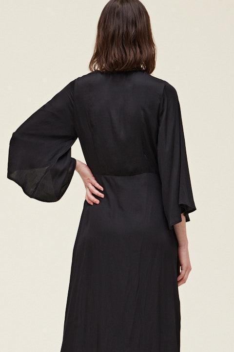 Side Gathered Satin Dress - BTK COLLECTION