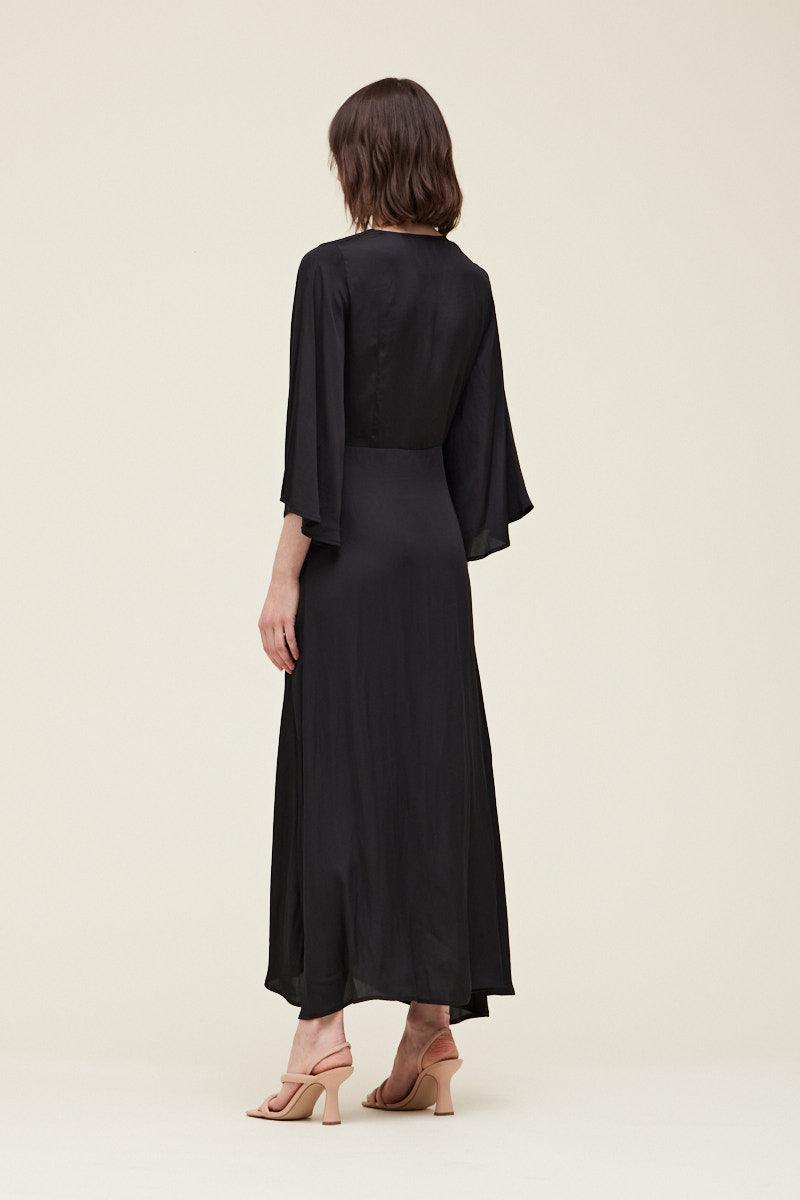 Side Gathered Satin Dress - BTK COLLECTION