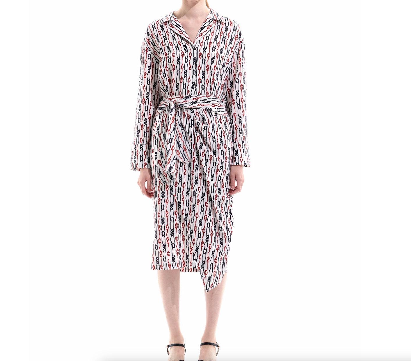 Silk Chain Printed Midi Dress - BTK COLLECTION