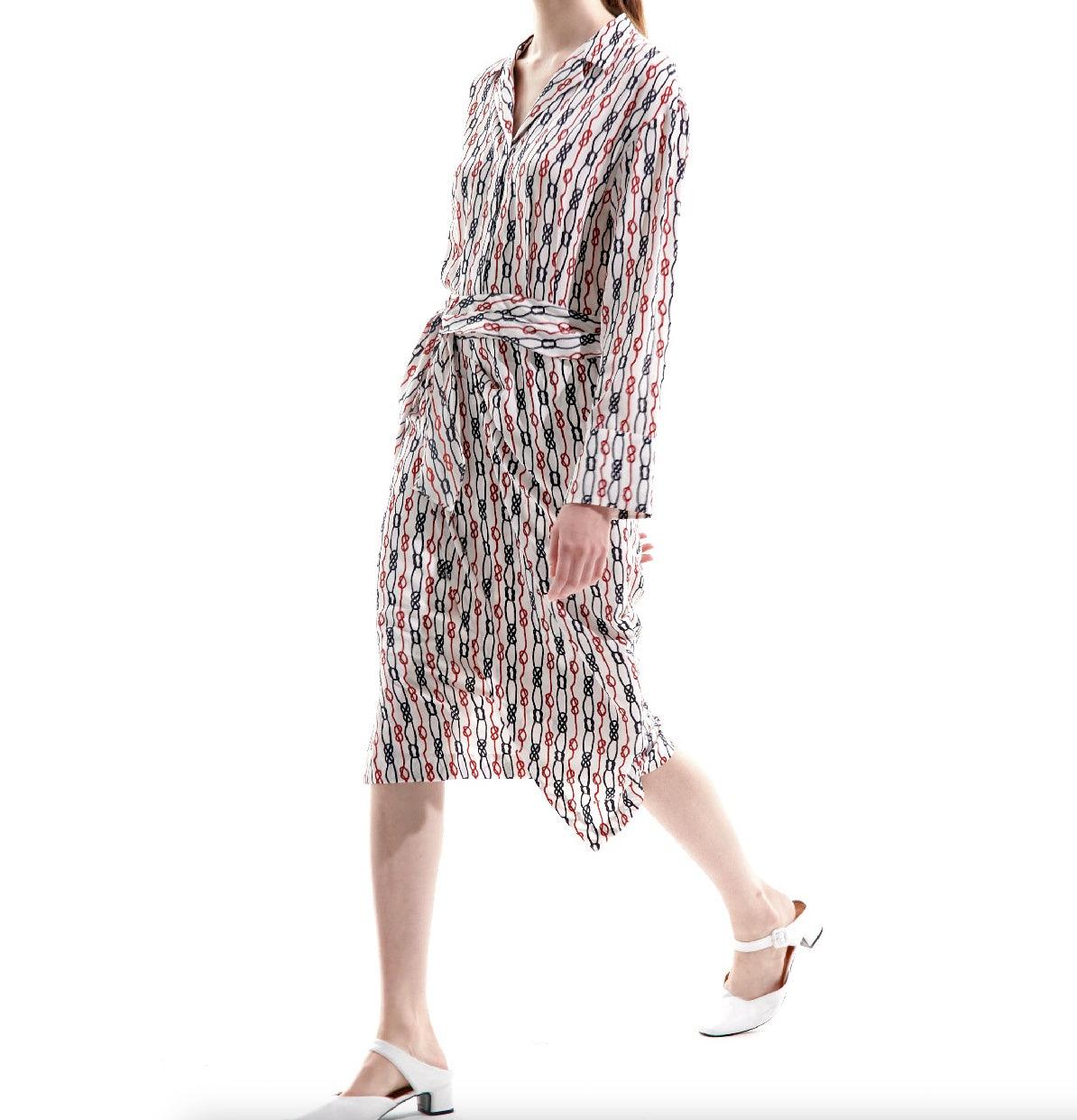 Silk Chain Printed Midi Dress - BTK COLLECTION