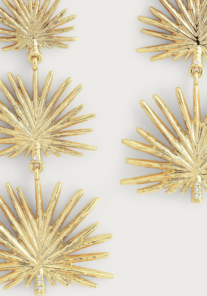 Small Triple Fan Palm Dangle Earrings