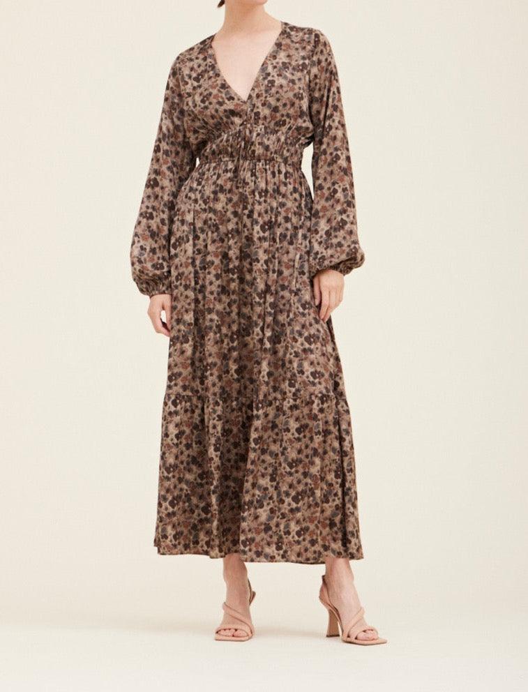 Tawny Tiered Floral Print Maxi Dress - BTK COLLECTION