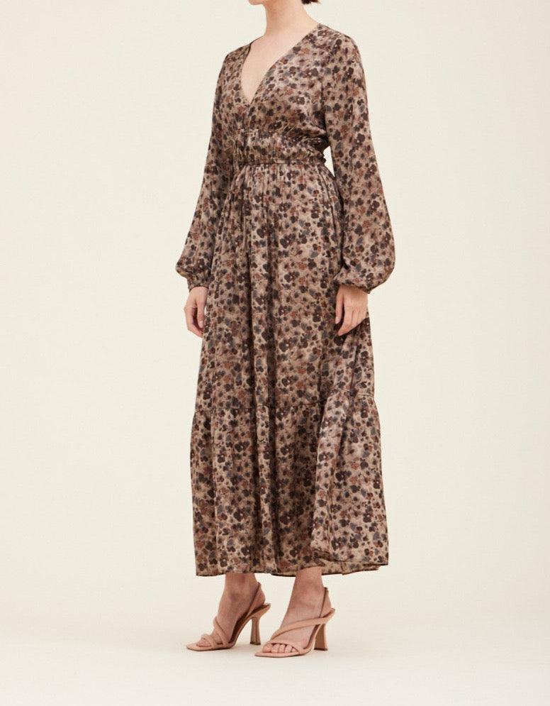 Tawny Tiered Floral Print Maxi Dress - BTK COLLECTION