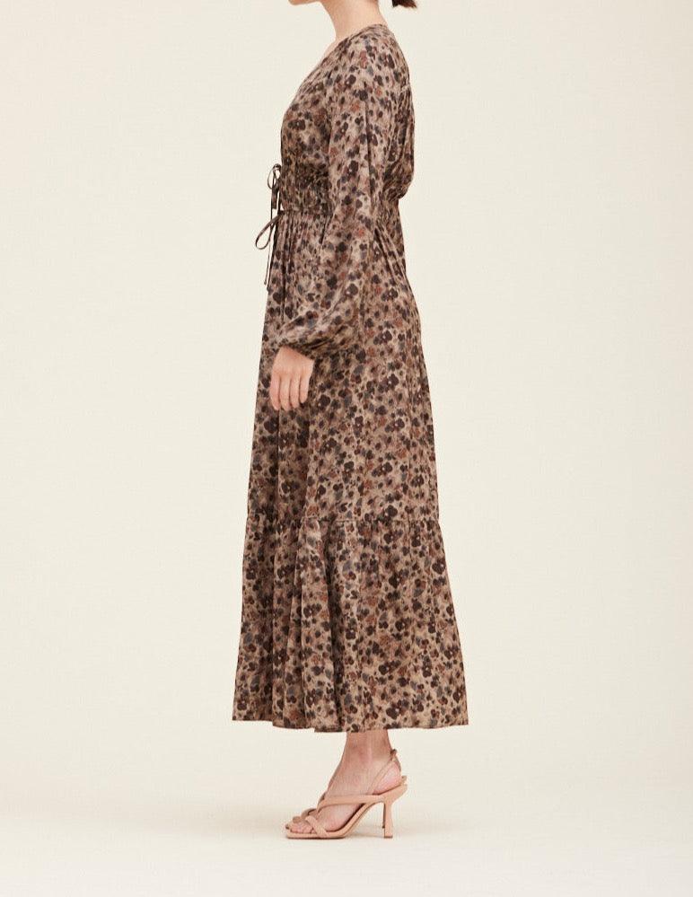 Tawny Tiered Floral Print Maxi Dress - BTK COLLECTION