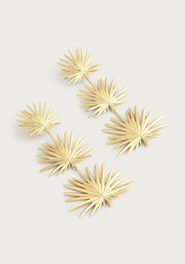 Large Triple Fan Palm Dangle Earrings