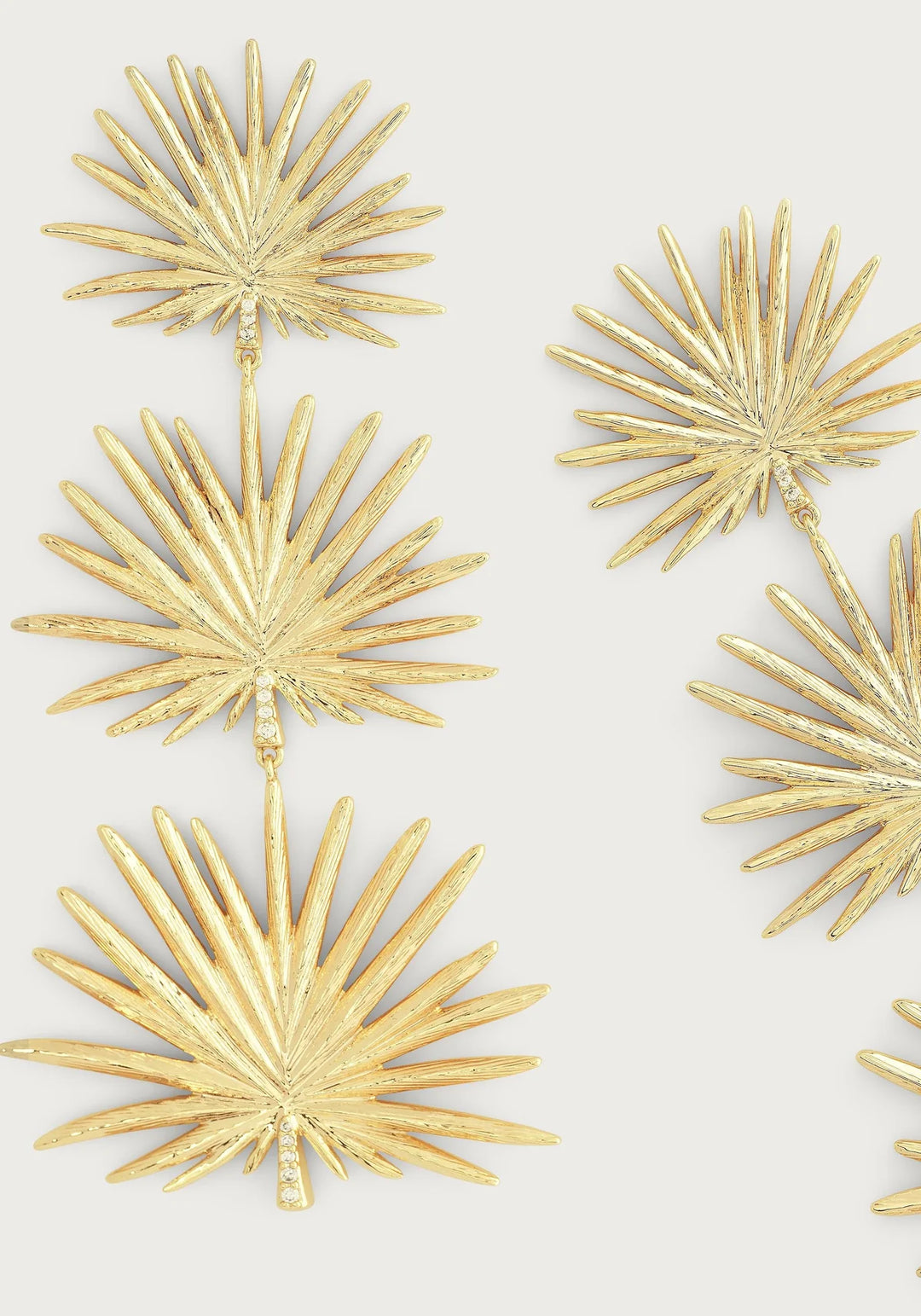 Large Triple Fan Palm Dangle Earrings