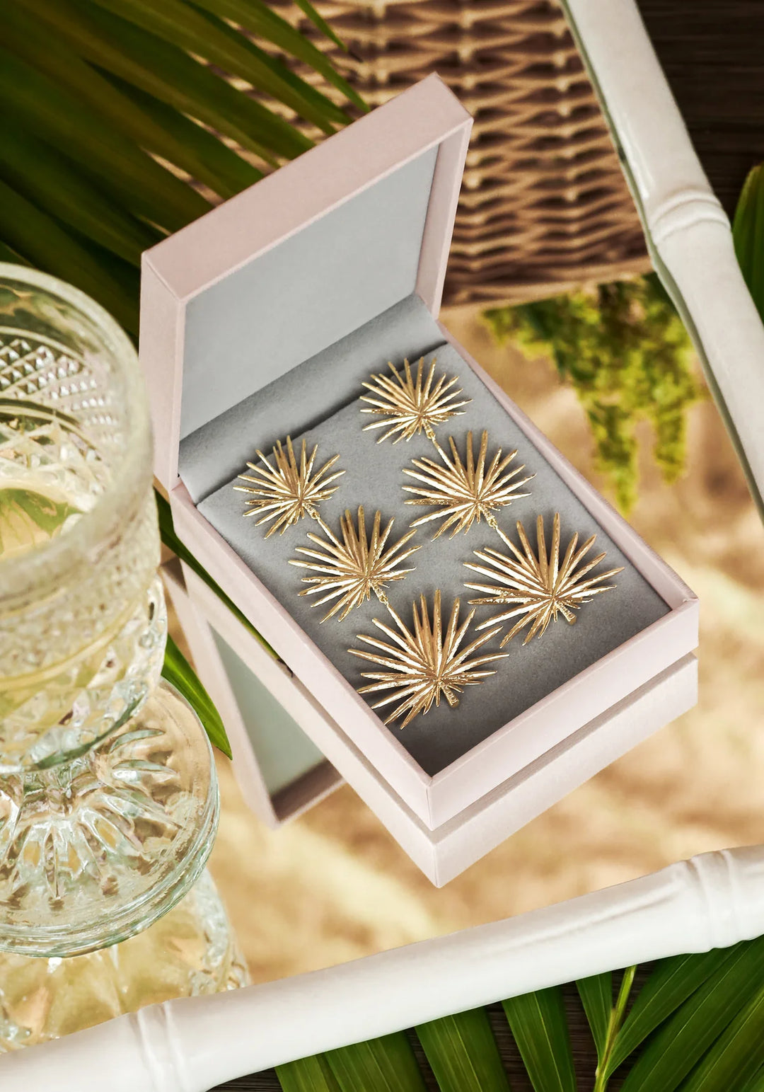 Large Triple Fan Palm Dangle Earrings