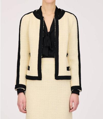 Ecru tweed jacket with black braid trim by Weill Paris