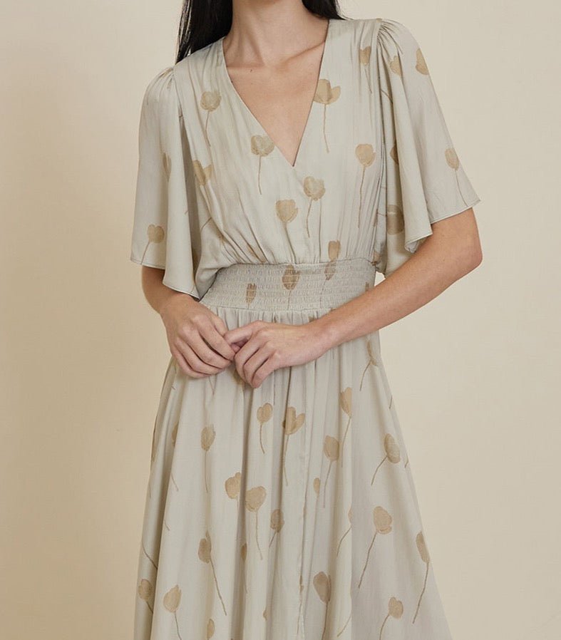 Watercolor Floral Print Dress - BTK COLLECTIONS