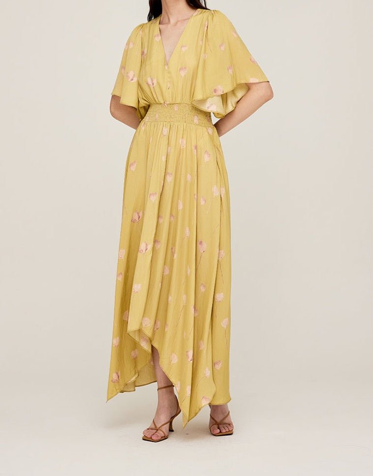 Watercolor Floral Print Dress - BTK COLLECTIONS