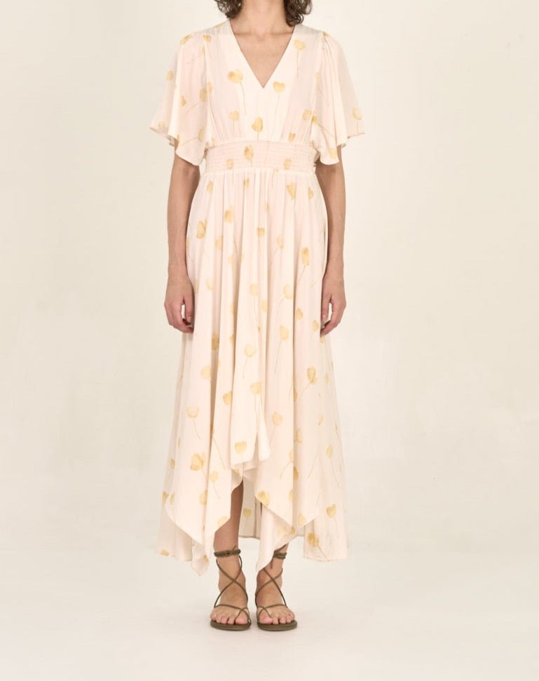 Watercolor Floral Print Dress - BTK COLLECTIONS