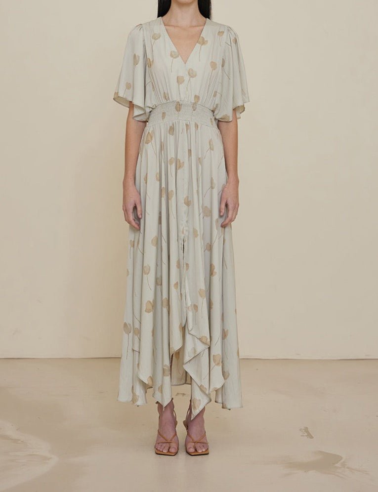 Watercolor Floral Print Dress - BTK COLLECTIONS