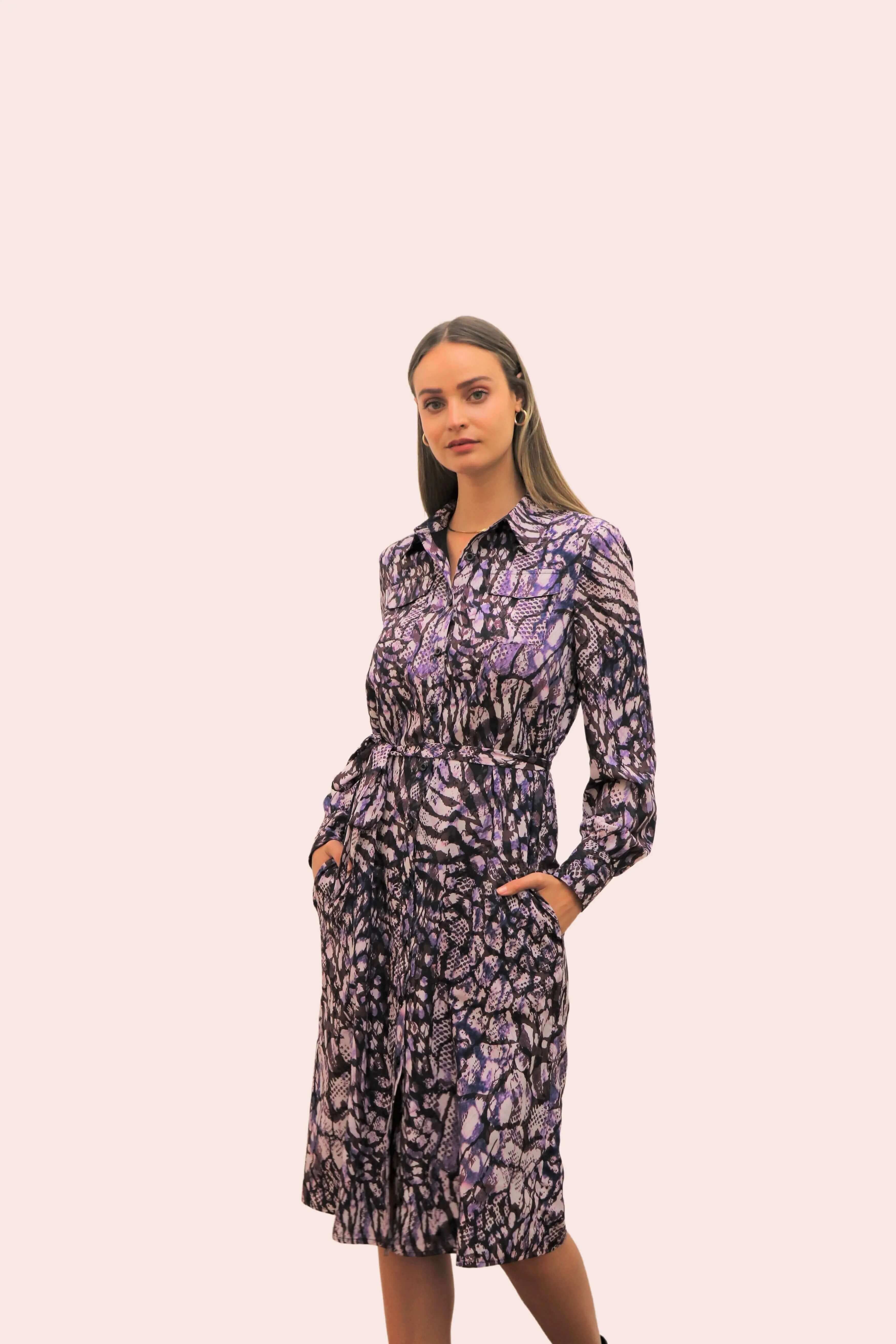 Atelier Purple Mist Tie Shirt Dress - BTK COLLECTION