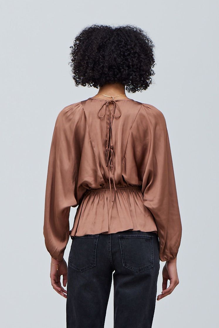 Back Tied Satin Blouse - BTK COLLECTION