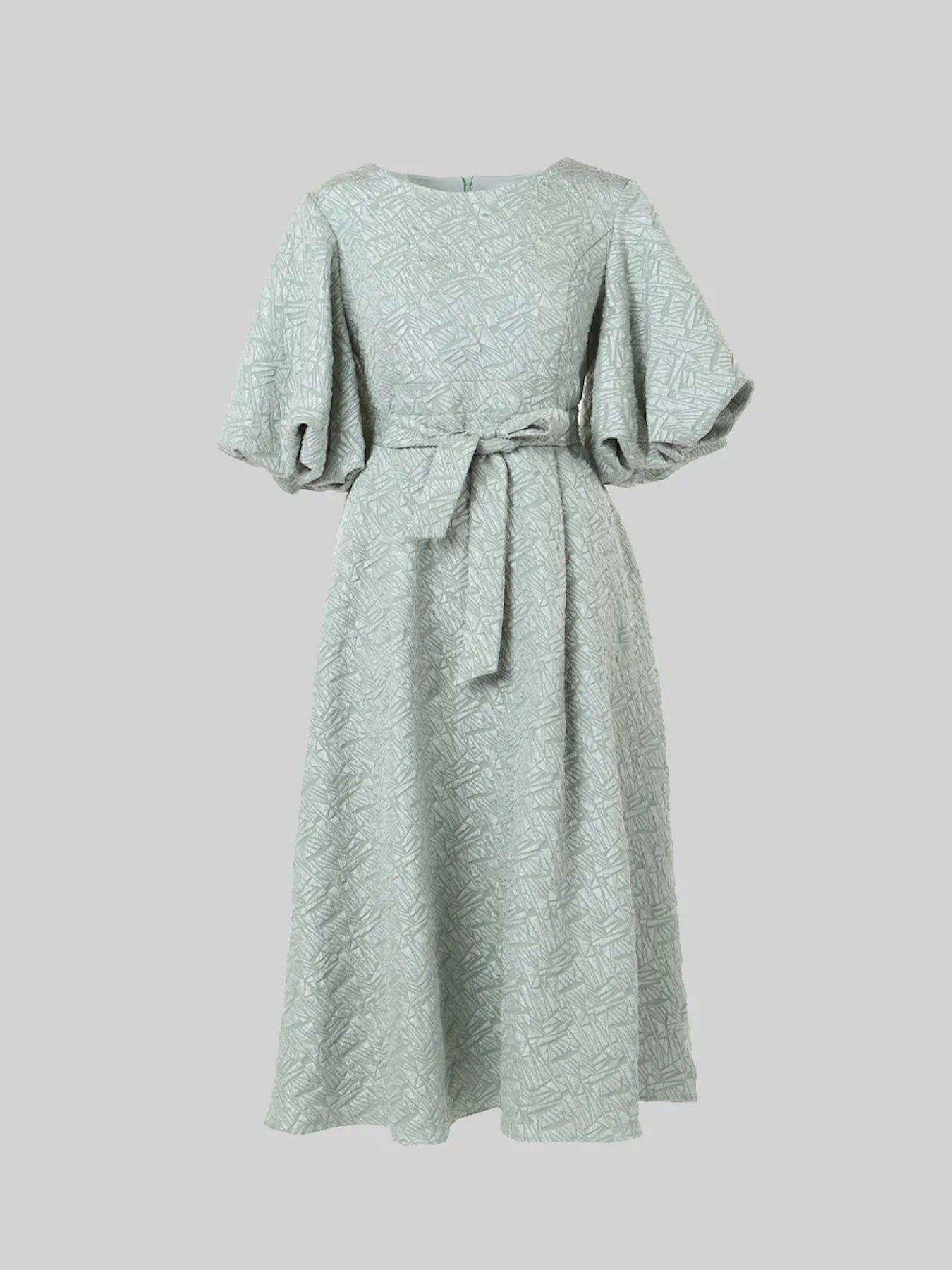 Boat Neck Embossing Textured Dress - BTK COLLECTION