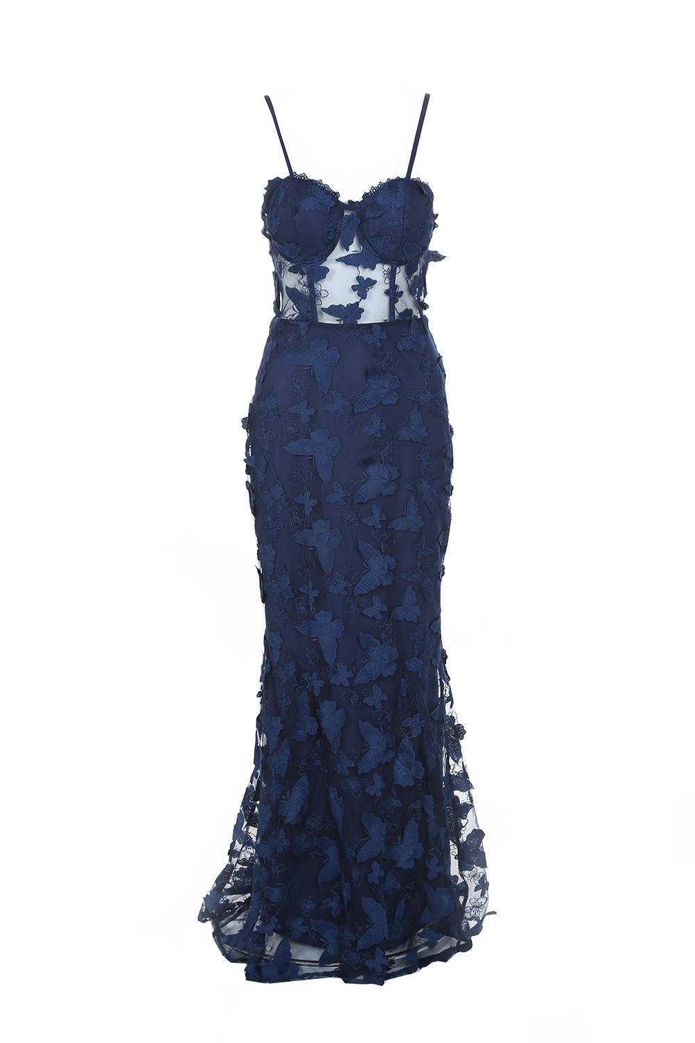 Butterfly Appliques Lace Maxi Cami Dress - BTK COLLECTION