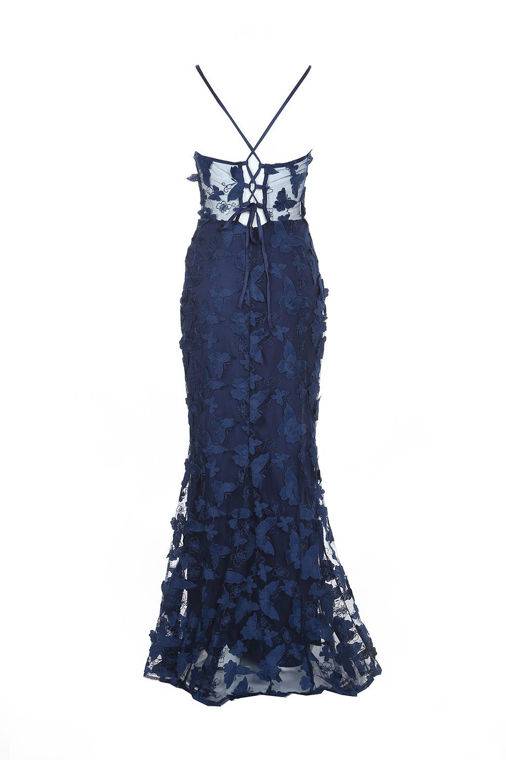 Butterfly Appliques Lace Maxi Cami Dress - BTK COLLECTION