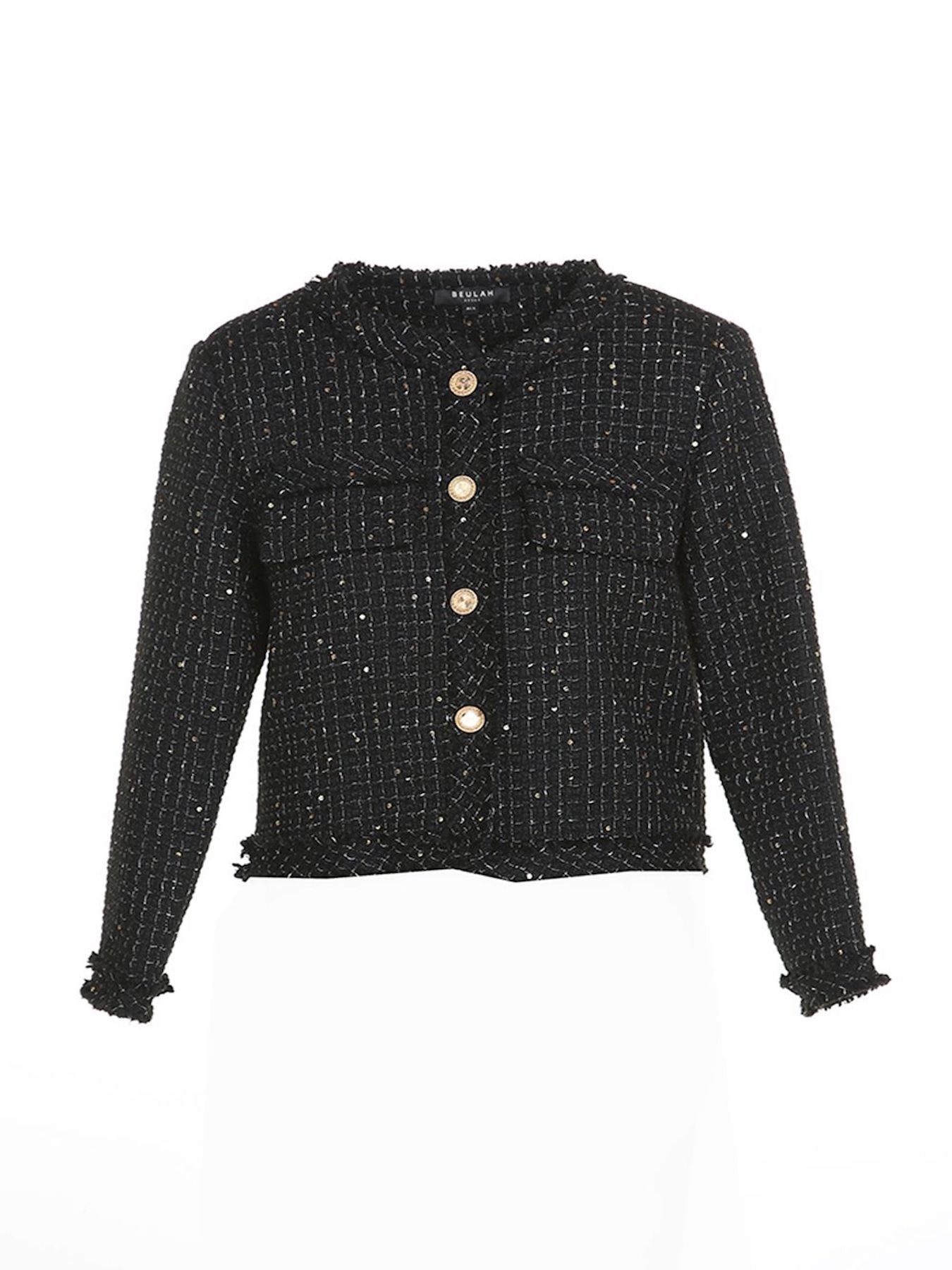 Buttoned With Pockets Tweed Jacket - BTK COLLECTION