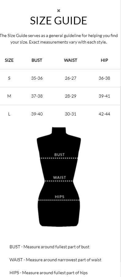 Allie Rose Size chart