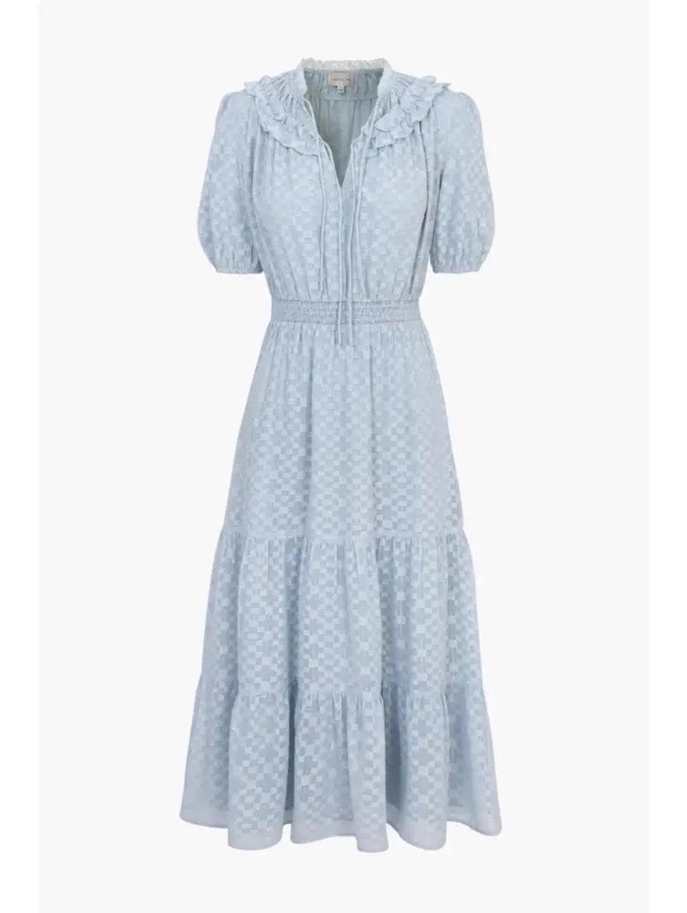 Darlene Burnout Chiffon Smocked Midi Dress - BTK COLLECTIONS