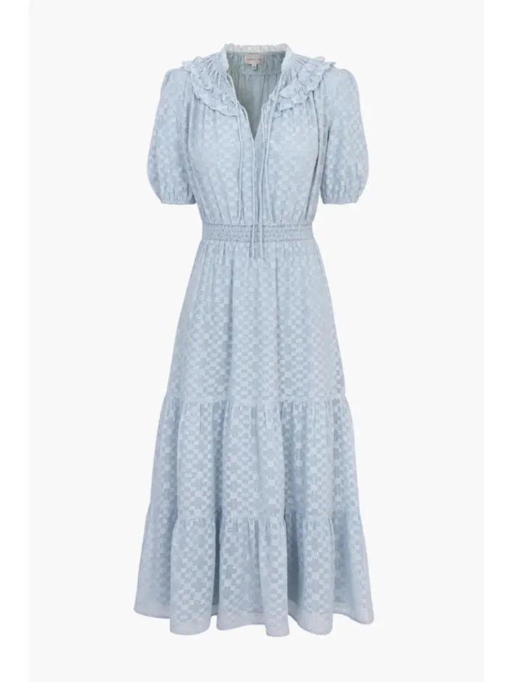 Darlene Burnout Chiffon Smocked Midi Dress - BTK COLLECTIONS