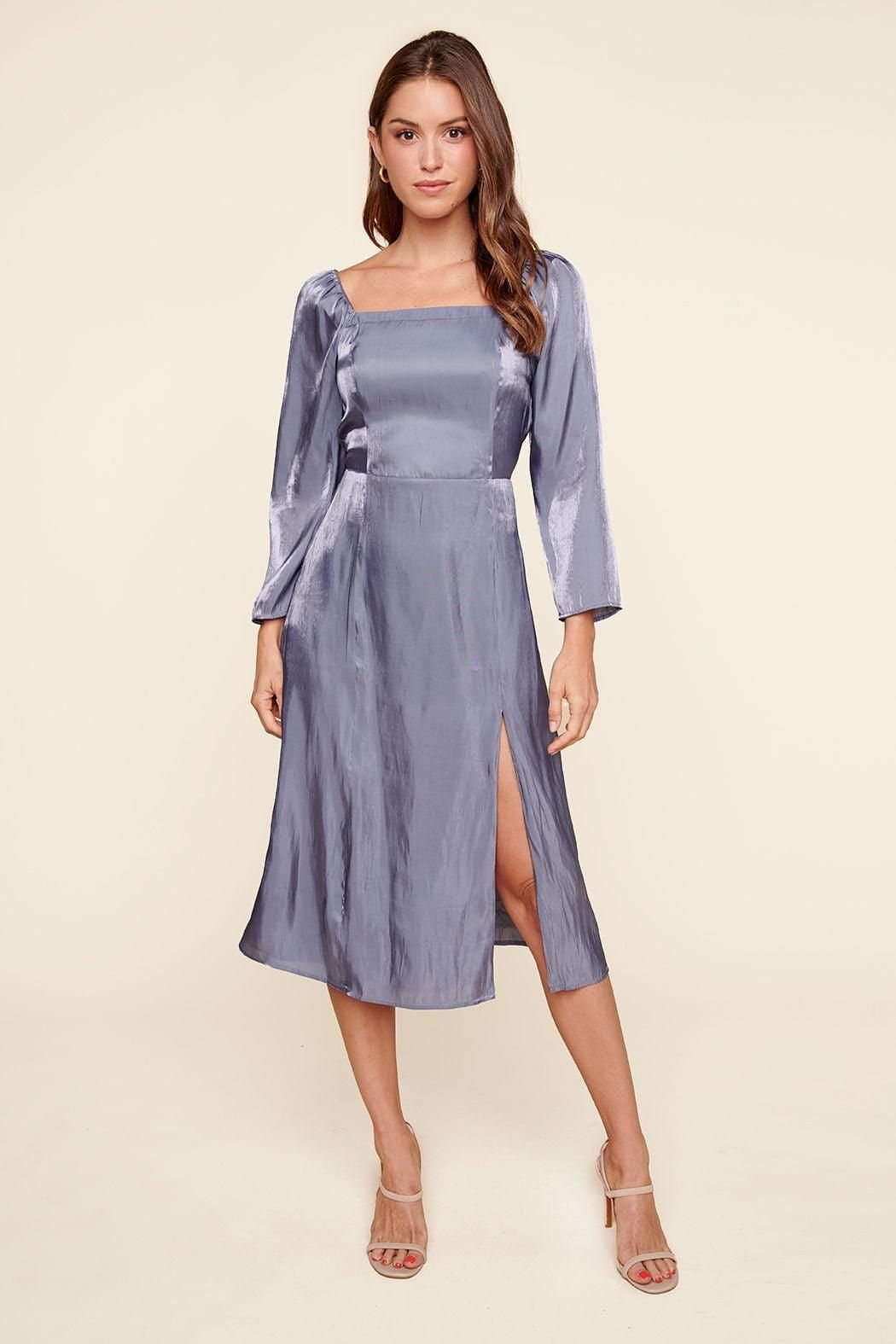 Dream Girl Square Neck Smocked Back Midi Dress - BTK COLLECTION