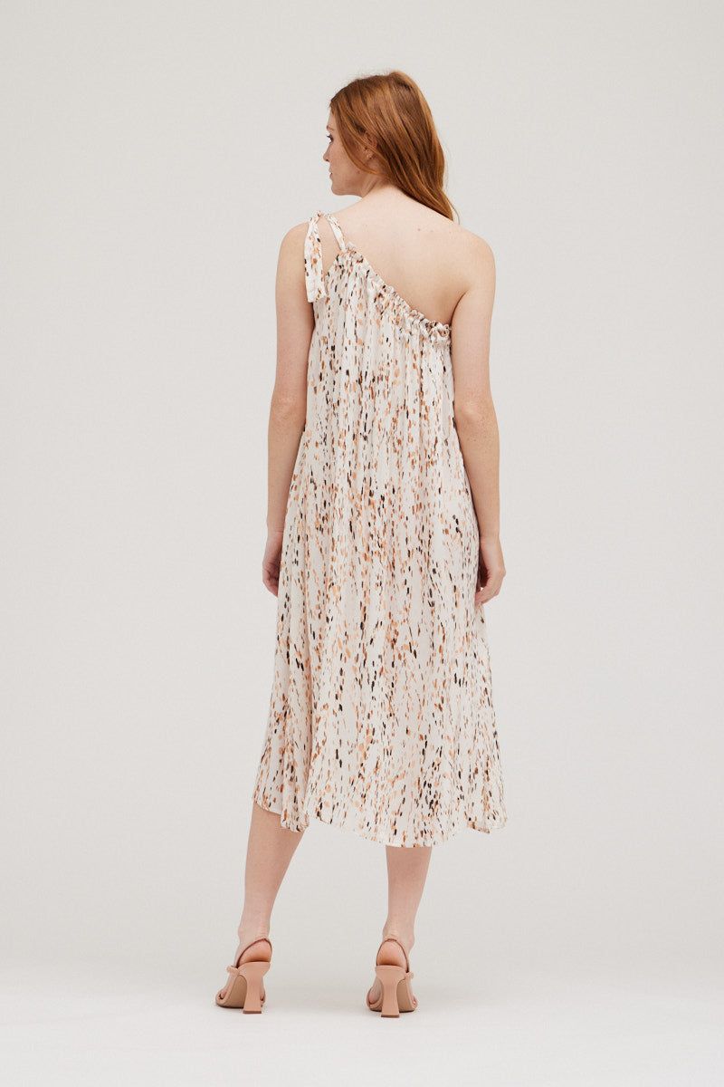 Drip Print One Shoulder Dress - BTK COLLECTION