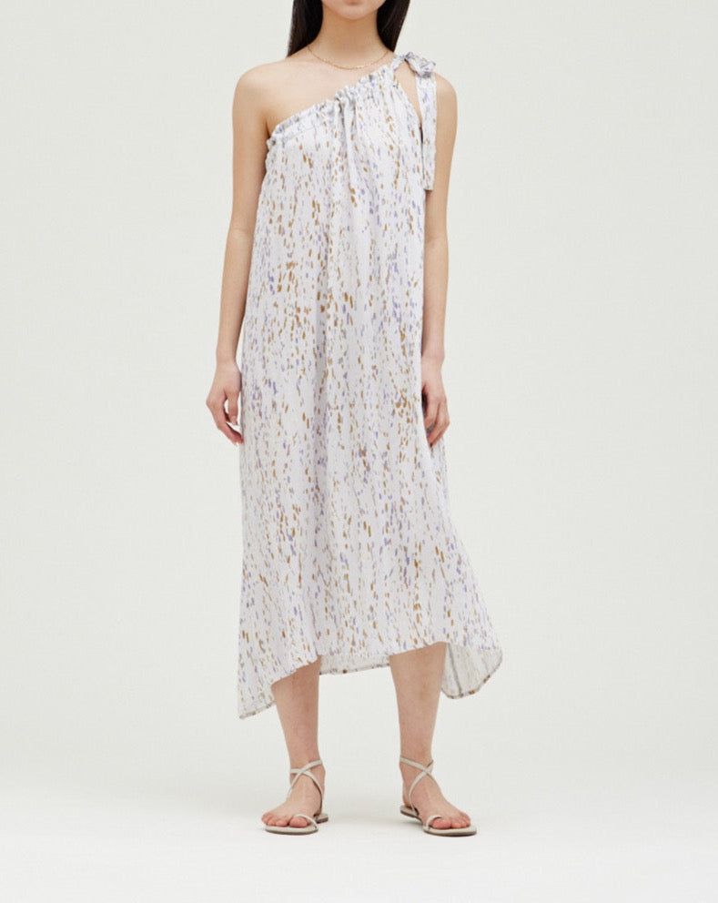 Drip Print One Shoulder Dress - BTK COLLECTION