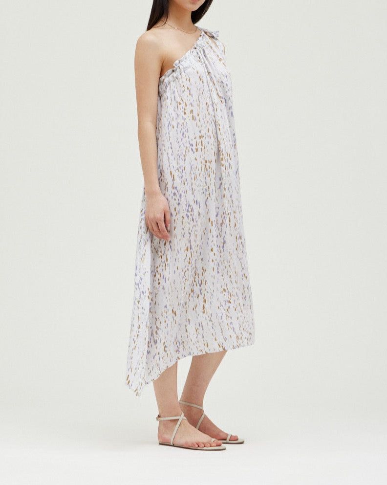 Drip Print One Shoulder Dress - BTK COLLECTION