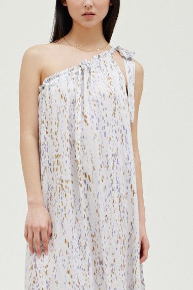 Drip Print One Shoulder Dress - BTK COLLECTION